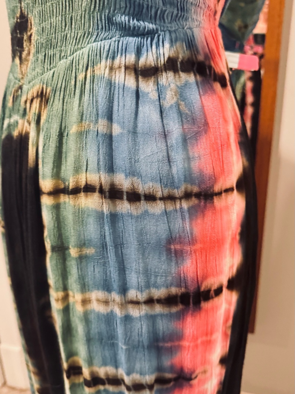 Angie Smock Top Tie Dye Halter or strapless jumpsuit blues, blacks, pinks, XL - Picture 7 of 9